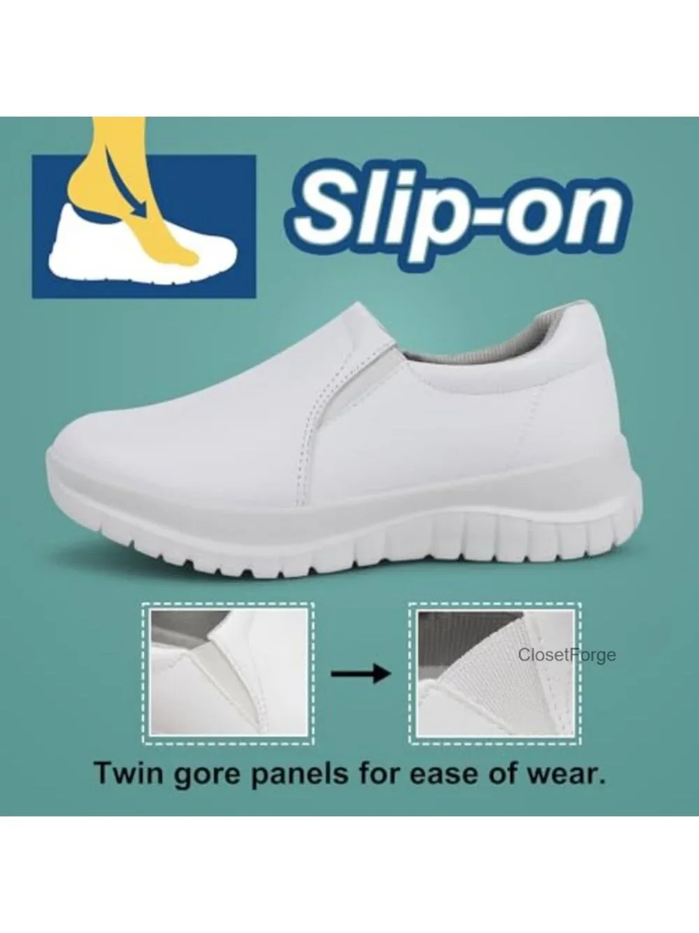 Women's Slip-On Water Resistant Nurse Work Shoes Non-Slip EVA